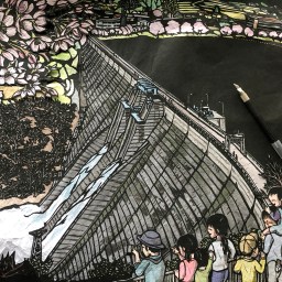 美和ダムの切り絵制作依頼